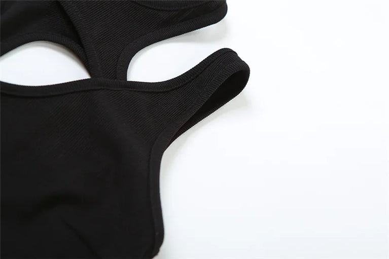 Hollow-Out Gothic Bodysuit | Sexy Woven Spring Top