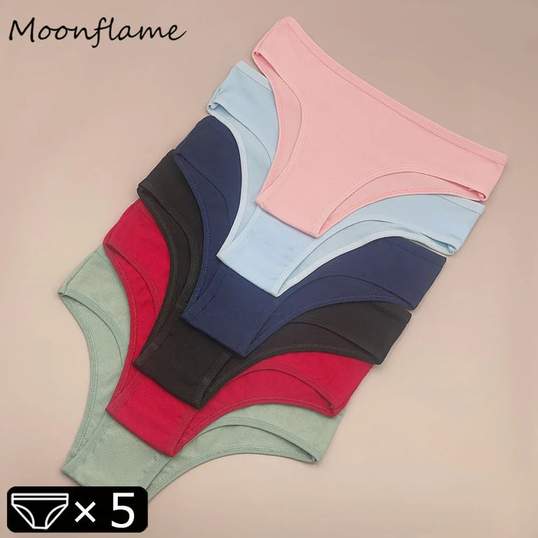 5pc Cotton Bikini Thongs | Low-Waist Brazilian Set