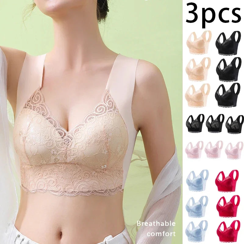 Ice Silk Seamless Lace Bralette | Wire-Free Vest Support