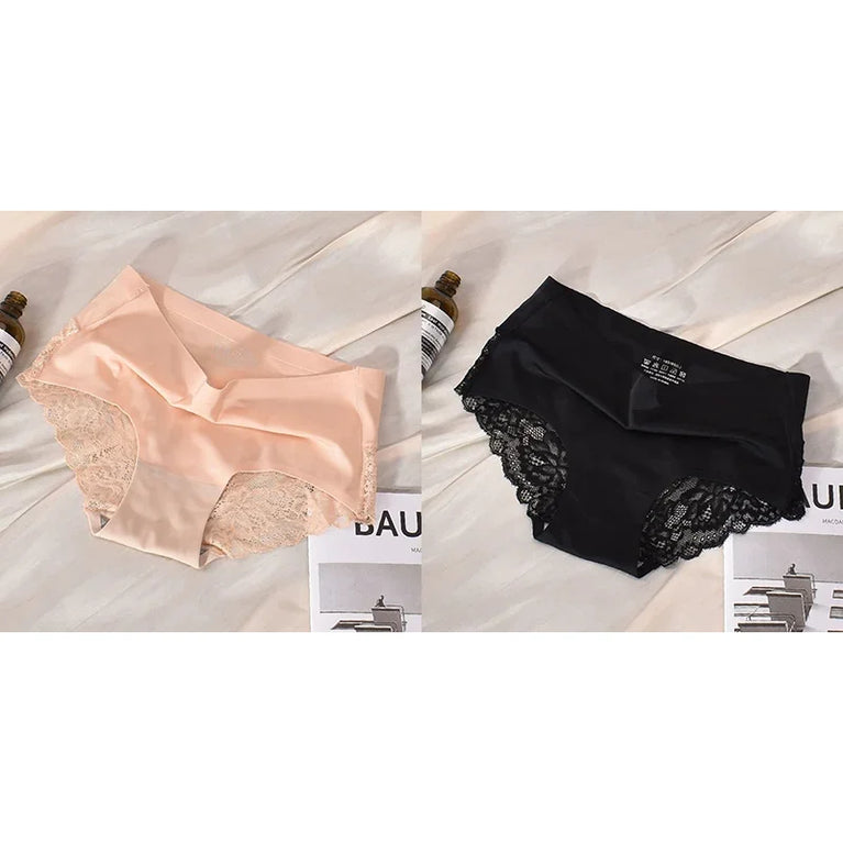 Silk-Satin Lace Briefs | Sexy Seamless Plus Size Lingerie