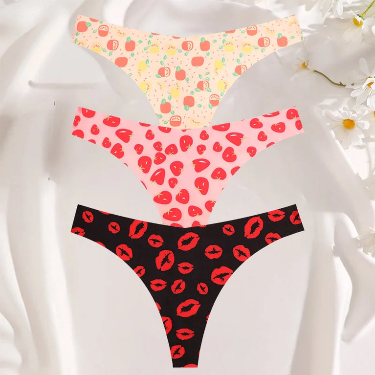 3-Pcs Sexy Colorful G-String Set – Seamless Low-Rise Bikini Thongs for Women (S-XL)