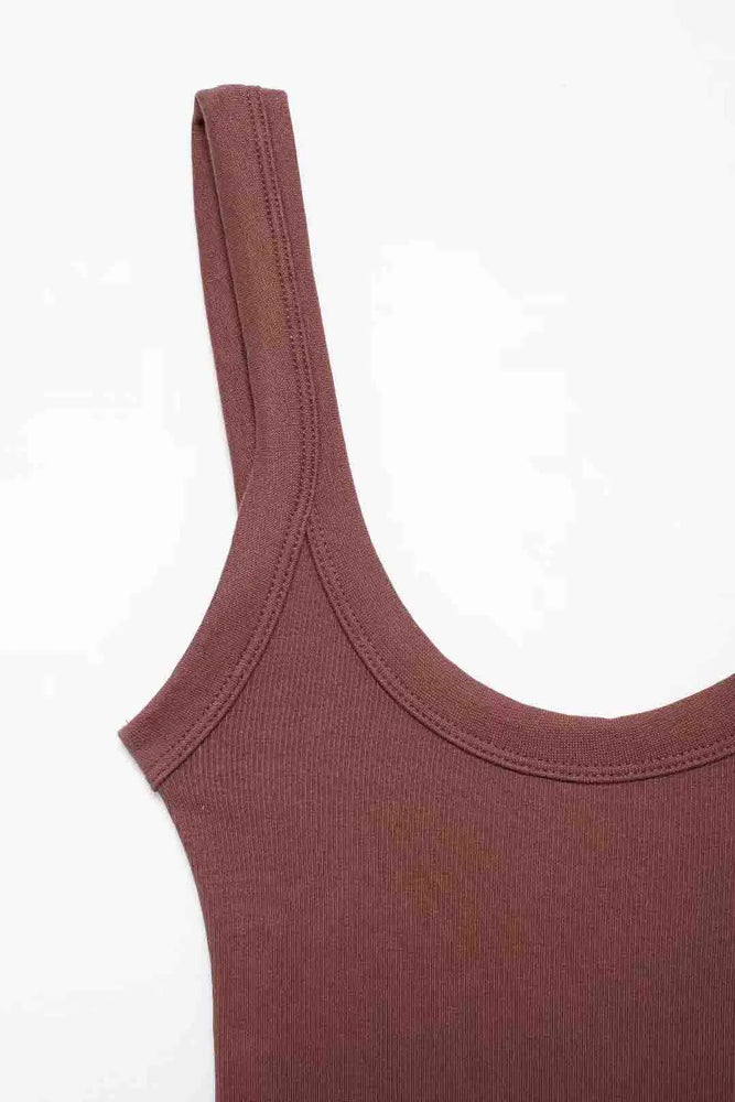 Ribbed Backless Bodysuit | Sexy O-Neck Snap Playsuit