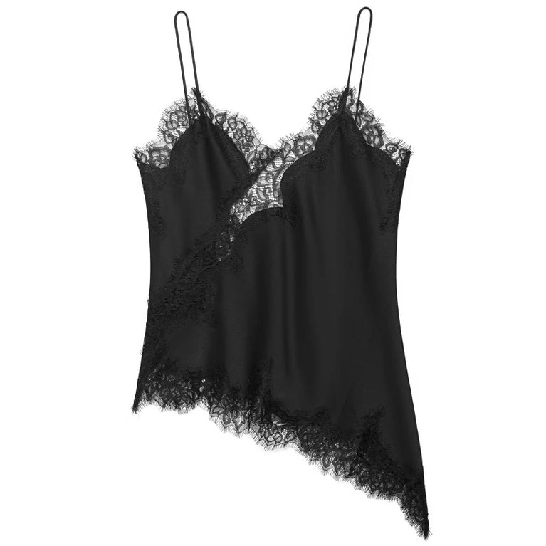 Asymmetrical Satin Slip Top | Chic Y2K Lace Camisole