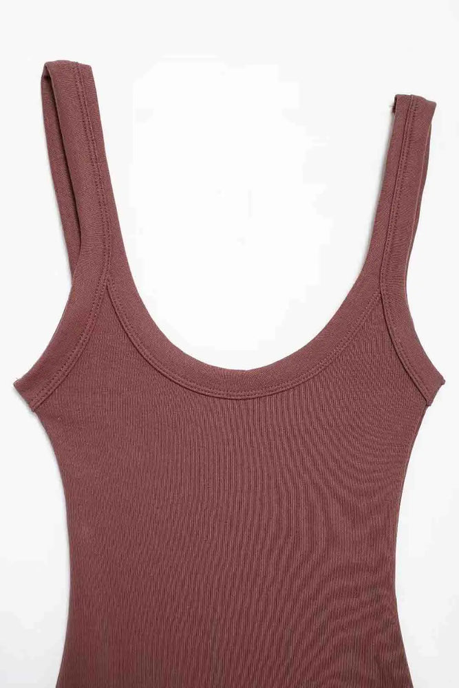Ribbed Backless Bodysuit | Sexy O-Neck Snap Playsuit