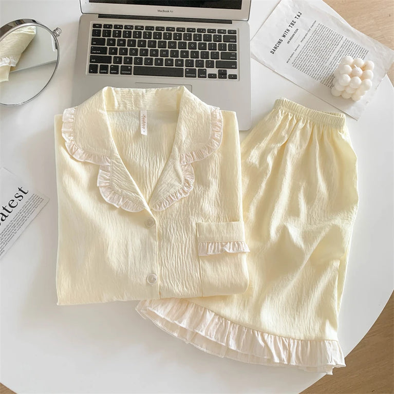 Women’s 3pc Cloud Cotton Loungewear Set | Blue Summer PJs