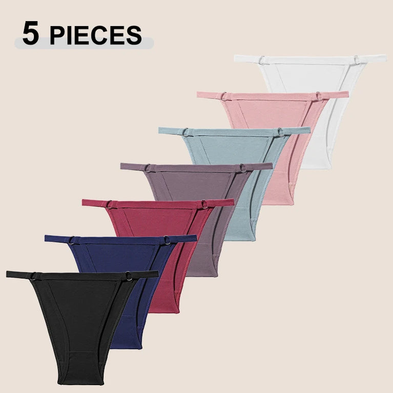 Seamless Cotton Bikini Briefs (6-Pack) – Low-Rise Adjustable Brazilian Panties