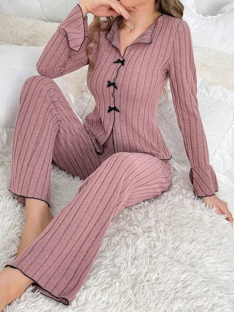 Women’s Knit Pajama Set | Long Sleeve & Ankle Length Pants