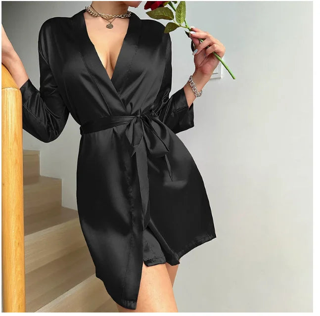 Short Silky Satin Robe | Bride & Bridesmaid Bathrobe