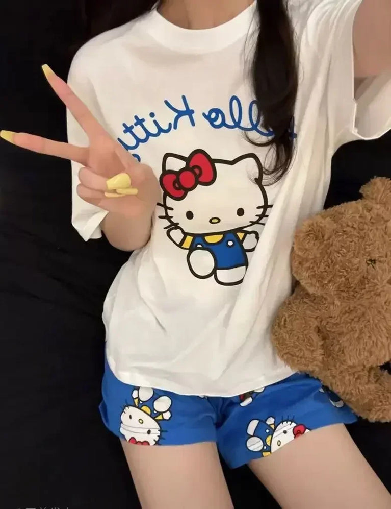 Hello Kitty Summer Pajama Set | Cute Cartoon Short-Sleeve  Specifications