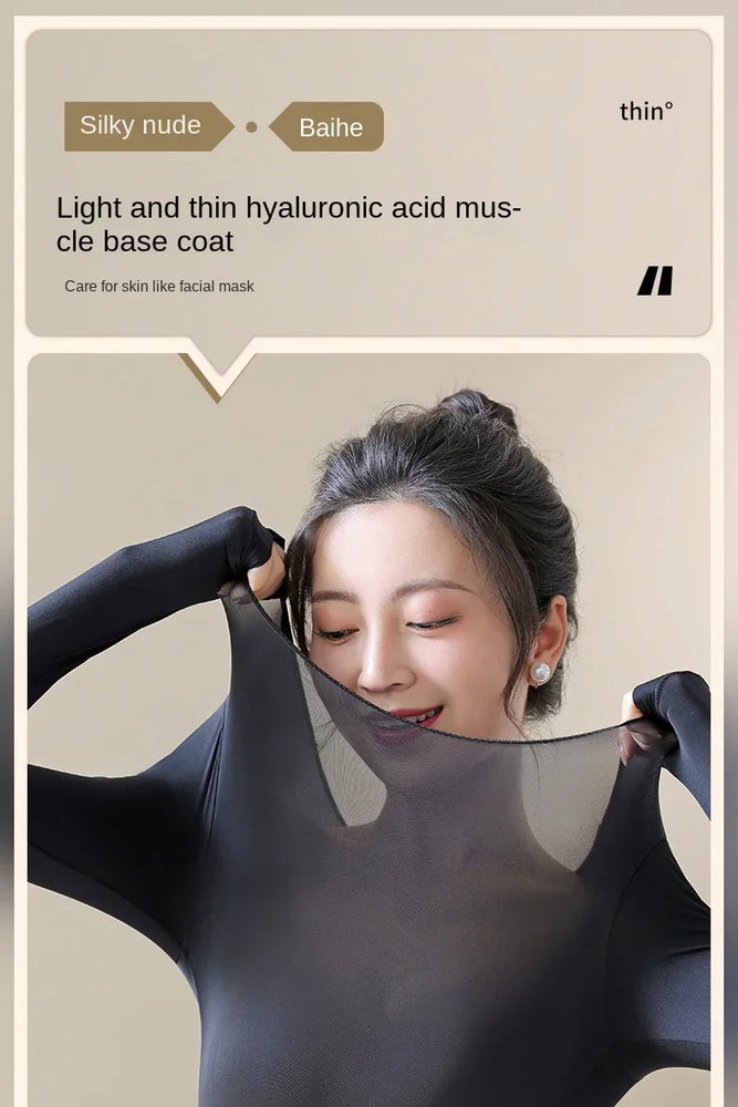 Women’s Ultra-Thin Thermal Top | Seamless Long-Sleeved Skin