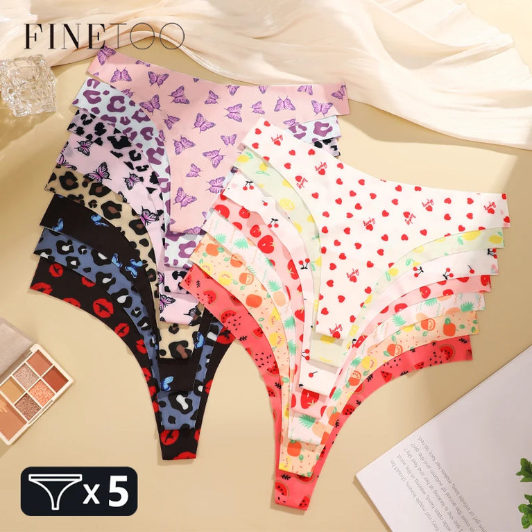 5pc Leopard Thongs | Seamless Ice Silk G-Strings