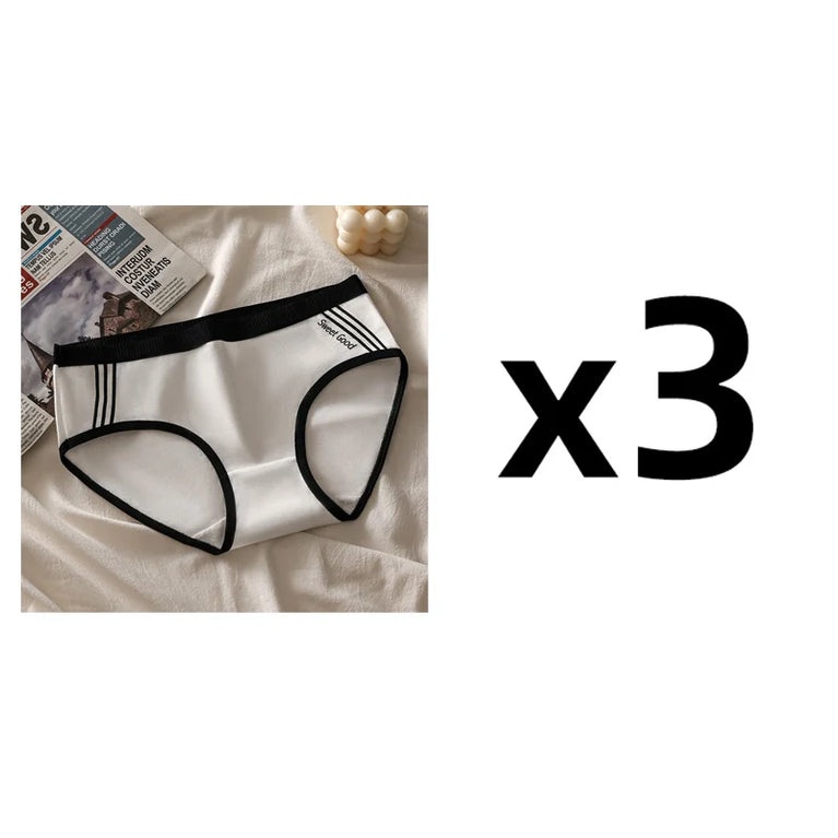 3pc Sporty Low-Rise Briefs | Breathable Letter-Print Panties