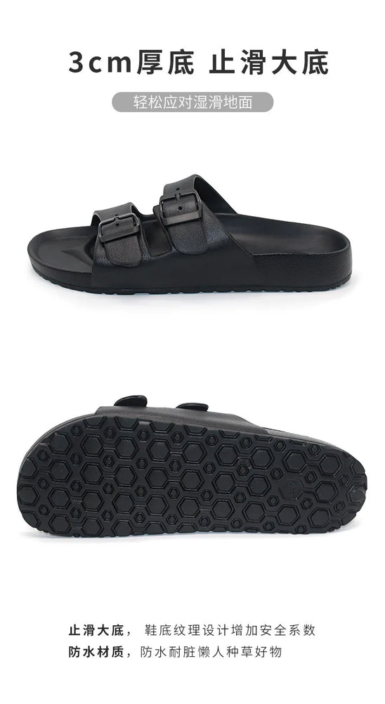 Double Buckle Slides | Thick Sole Anti-Skid Sandals