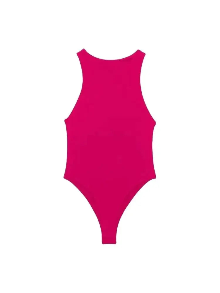 Halter Neck Skinny Bodysuit | Sexy Sleeveless Snap-Button Playsuit