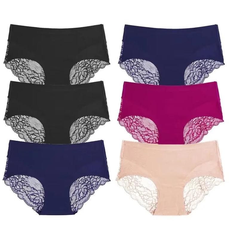 Silk-Satin Lace Briefs | Sexy Seamless Plus Size Lingerie