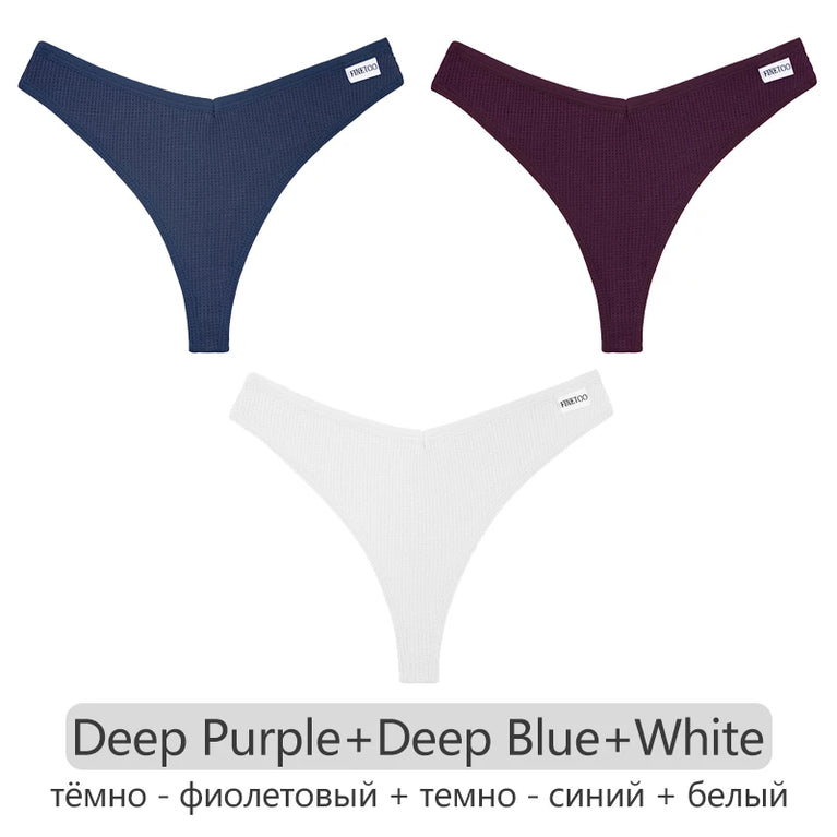 Waffle Cotton Thongs (3-Pack) – Low-Rise Comfortable G-Strings