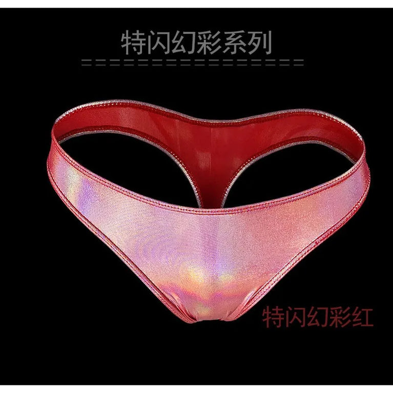 Glossy Gradient Bikini Thongs – Low-Rise Vibrant Swim & Beach G-Strings