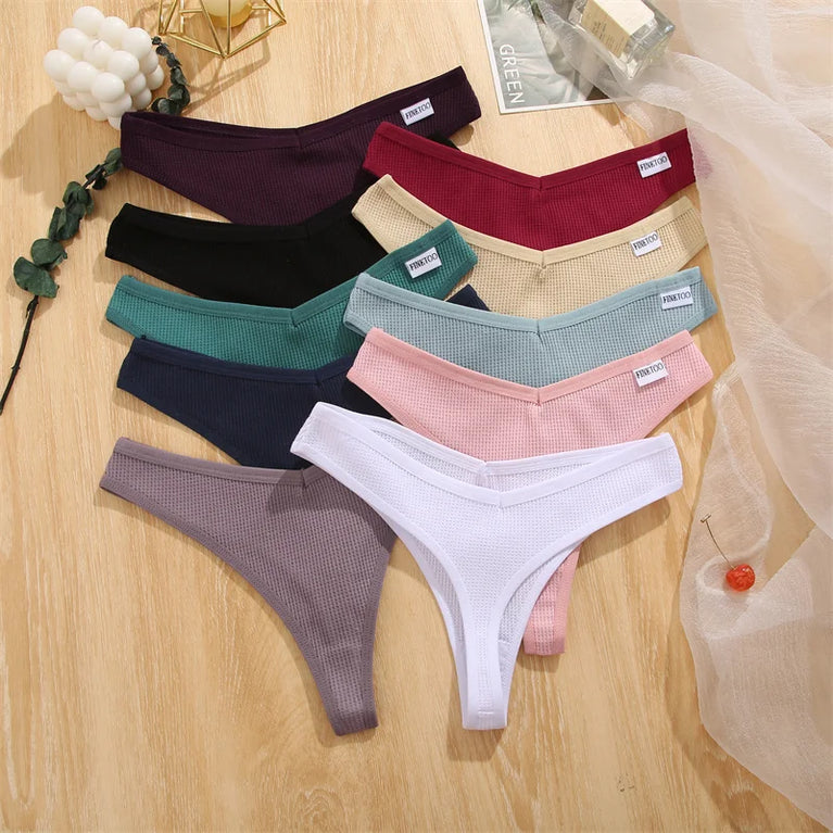 Waffle Cotton Thongs (3-Pack) – Low-Rise Comfortable G-Strings