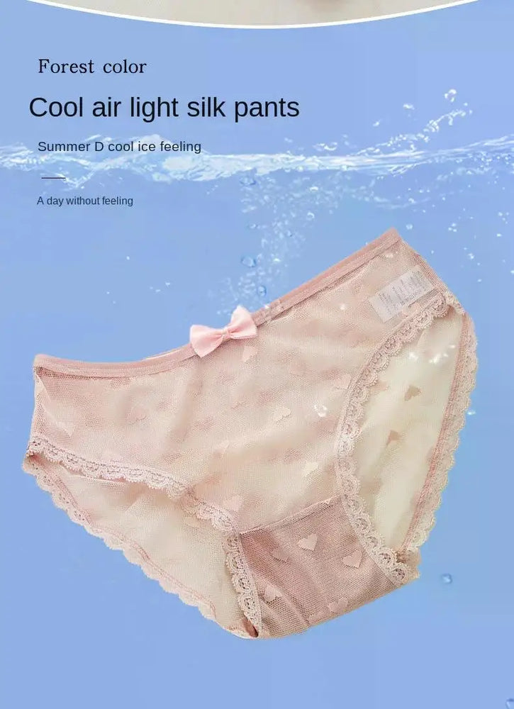 Sweetheart Mesh Briefs | Transparent Bow Heart Panties