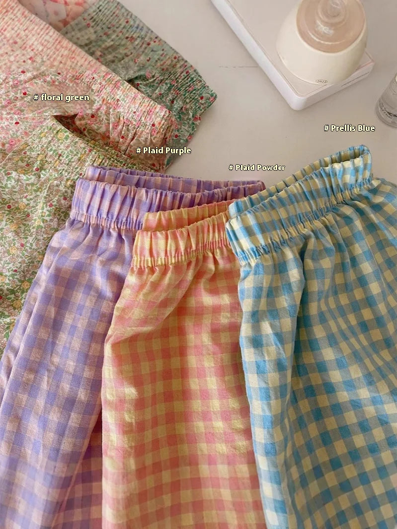Loose Plaid Pajama Pants | Thin Summer Home Trousers