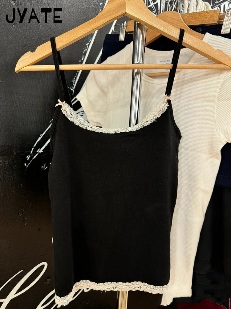 Vintage Lace Patchwork Tank Top | Sweet Y2K Summer Camisole
