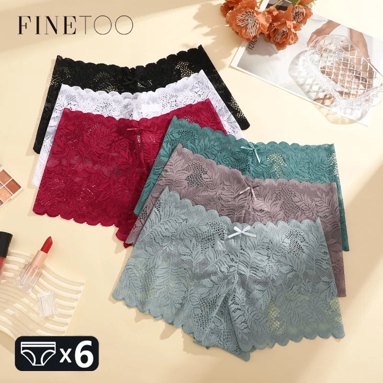 6pc Floral Lace Boyshorts | Sexy Low-Waist Briefs
