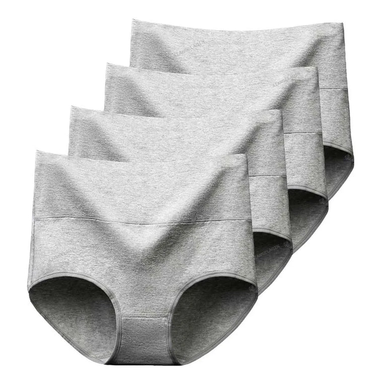 4-Pack Cotton Panties | High-Waist Abdominal Shaper