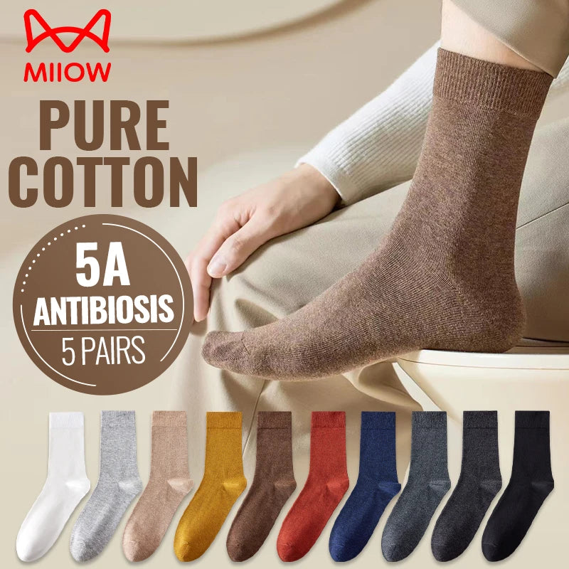 92% Pure Cotton Crew Socks | 6-Pack Antibacterial Set