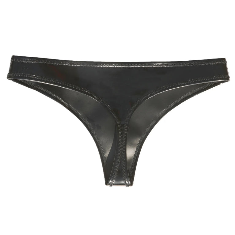 Reversible PU Leather Bikini Briefs – Wet Look Shiny & Matte Dual-Finish Low-Rise Sexy Panties