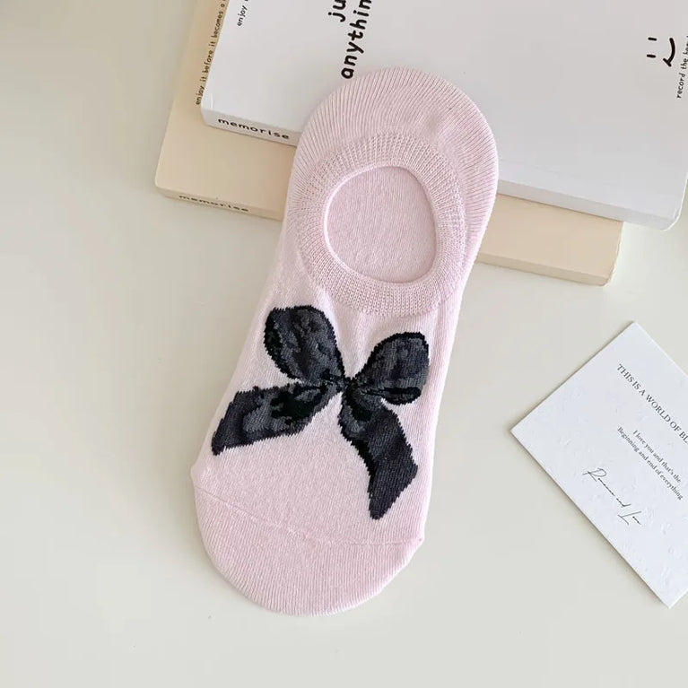 Women’s Invisible Boat Socks Non-Slip Bow Ankle Sock Slippers