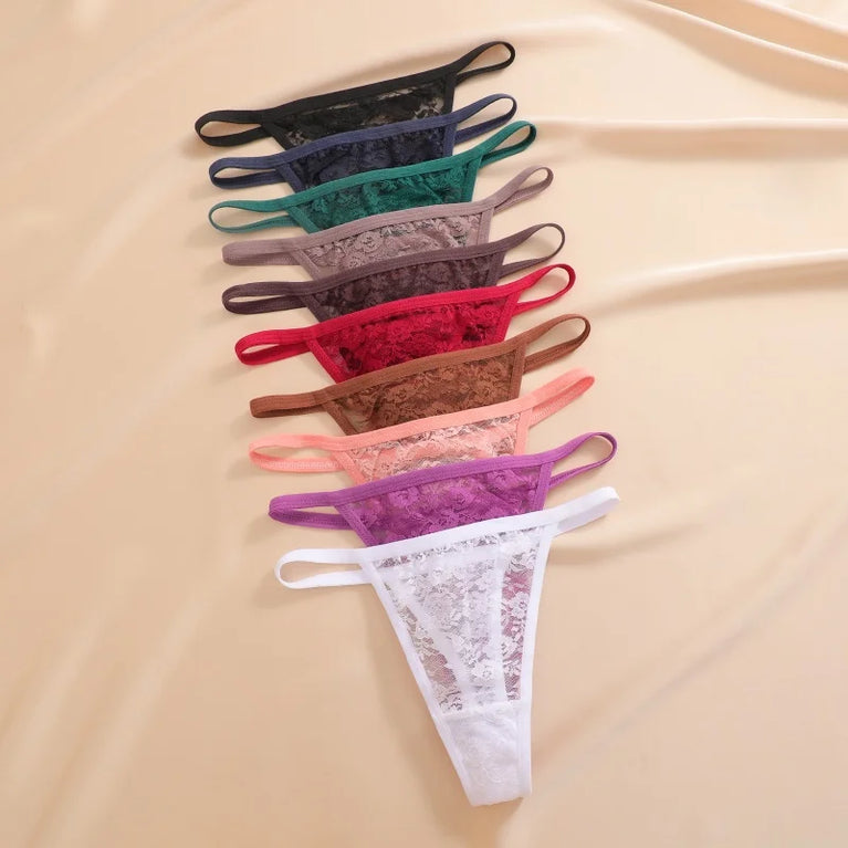 7pc Lace G-Strings | Floral Low-Rise Sexy Thongs