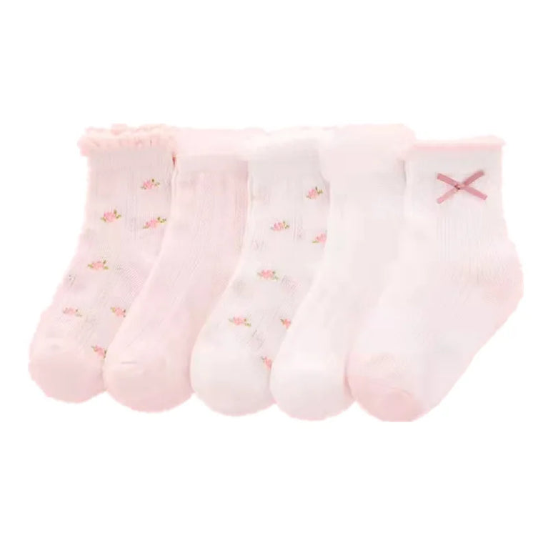 Raise Young 5-Pairs Summer Mesh Socks | Cute Girl’s Princess Set