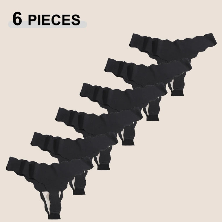 6pc Ice Silk Thongs | Traceless Wave Edge G-Strings